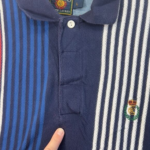 Vtg 1990s Chaps Ralph Lauren Multicolor Polo Shirt Size L - Picture 13 of 13